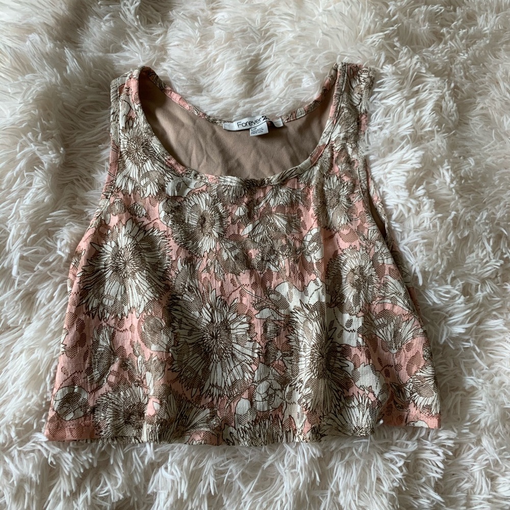 F21 Floral Crop Tank Small